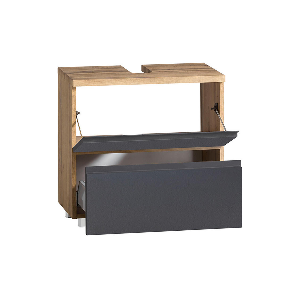 BADMÖBEL-SET Vasto-03 - Grau, Holzwerkstoff (60/200/35cm) - Lomado