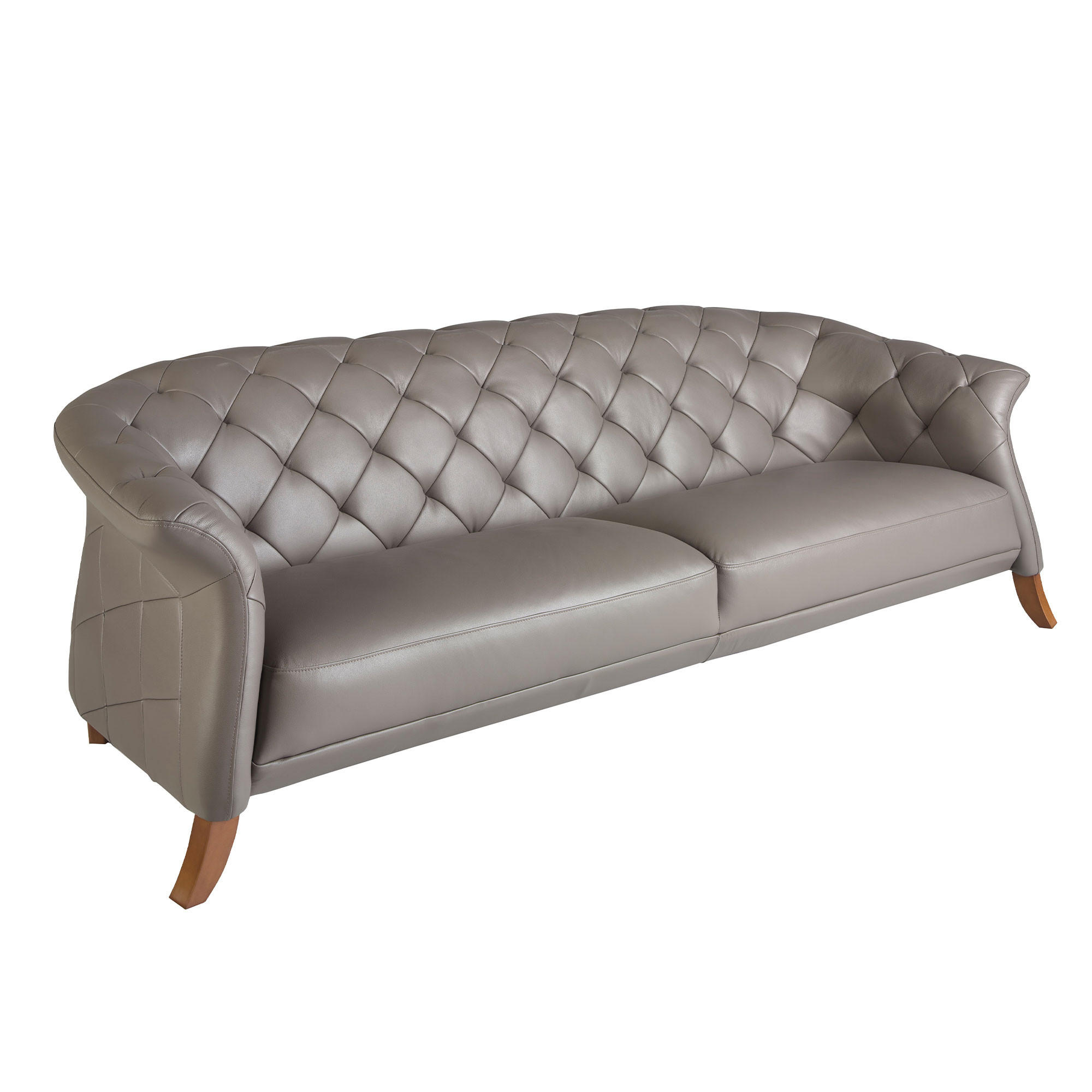 CHESTERFIELD-SOFA Klassisch Grau Honig 262/104/82 cm - Grau/Honig, Leder (262/82/104cm) - ANGEL CERDA
