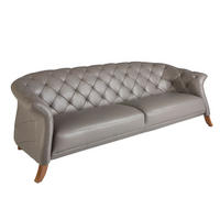CHESTERFIELD-SOFA Klassisch Grau Honig 262/104/82 cm - Grau/Honig, Leder (262/82/104cm) - ANGEL CERDA