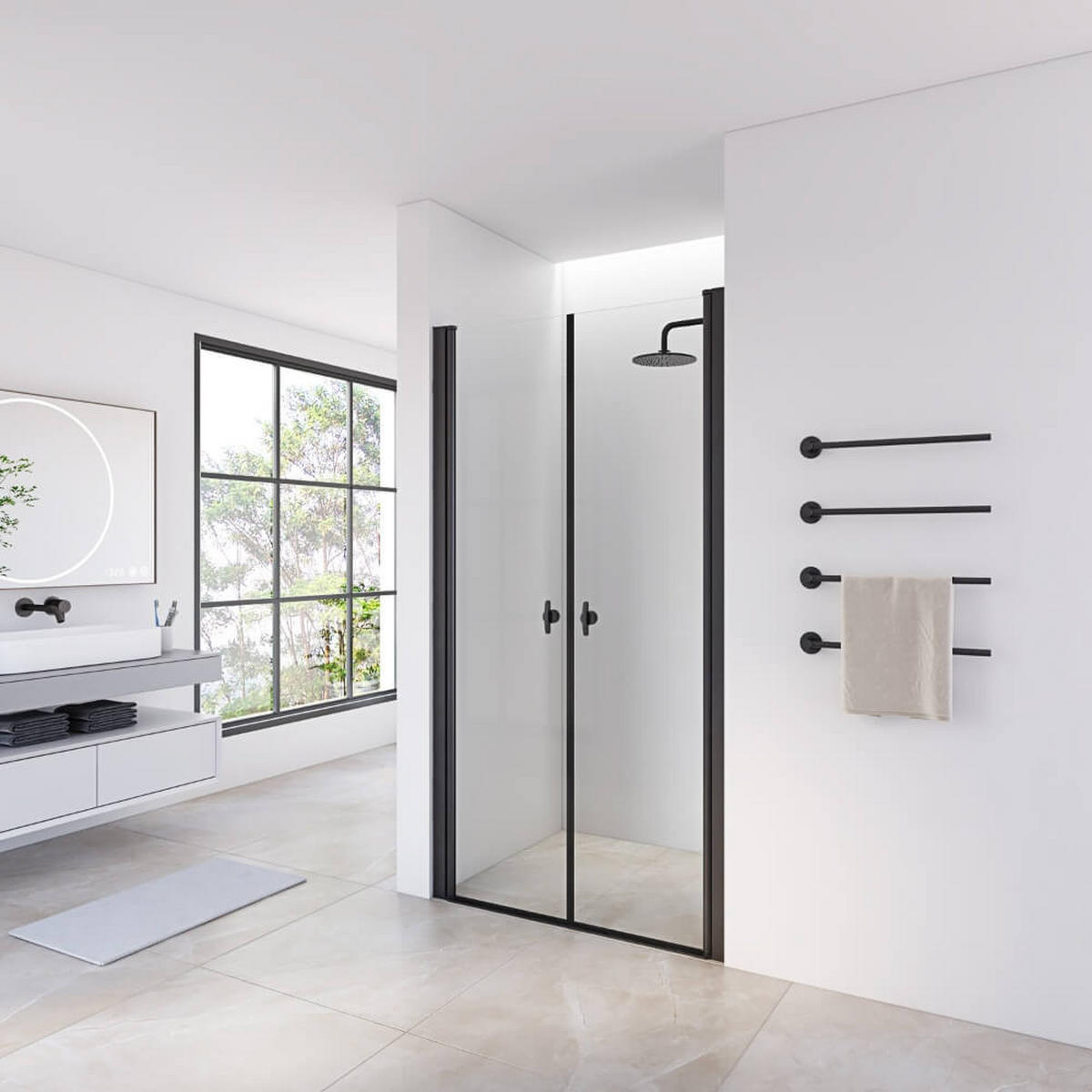 PENDELTÜR Klarglas LAVEA - 85 x 195 cm Schwarz - Schwarz, Glas/Metall (85/195cm) - Home Deluxe