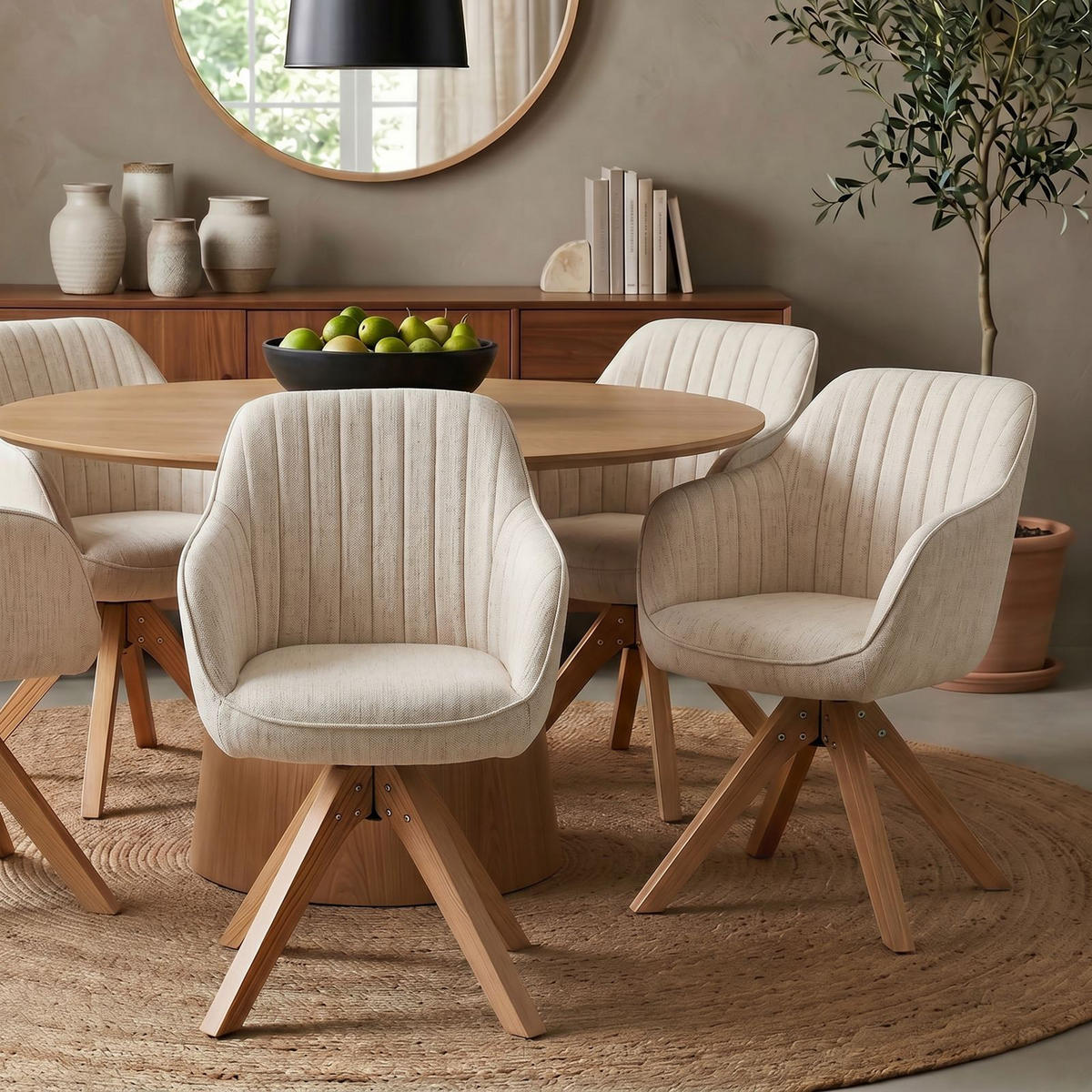 ESSZIMMERSTÜHLE VALENCIA 2er-Set beige - Beige, Textil (62/83/62cm) - IDIMEX