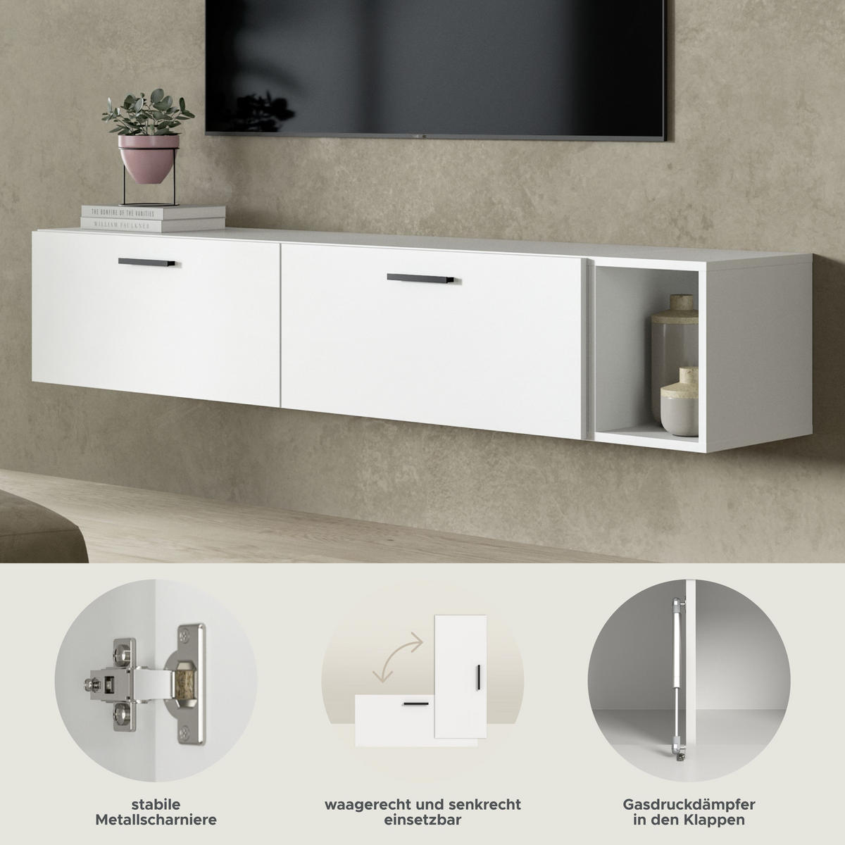 WOHNWAND The One weiß 75/34/34 cm - Weiß, Holzwerkstoff (75/34/34cm) - Xonox