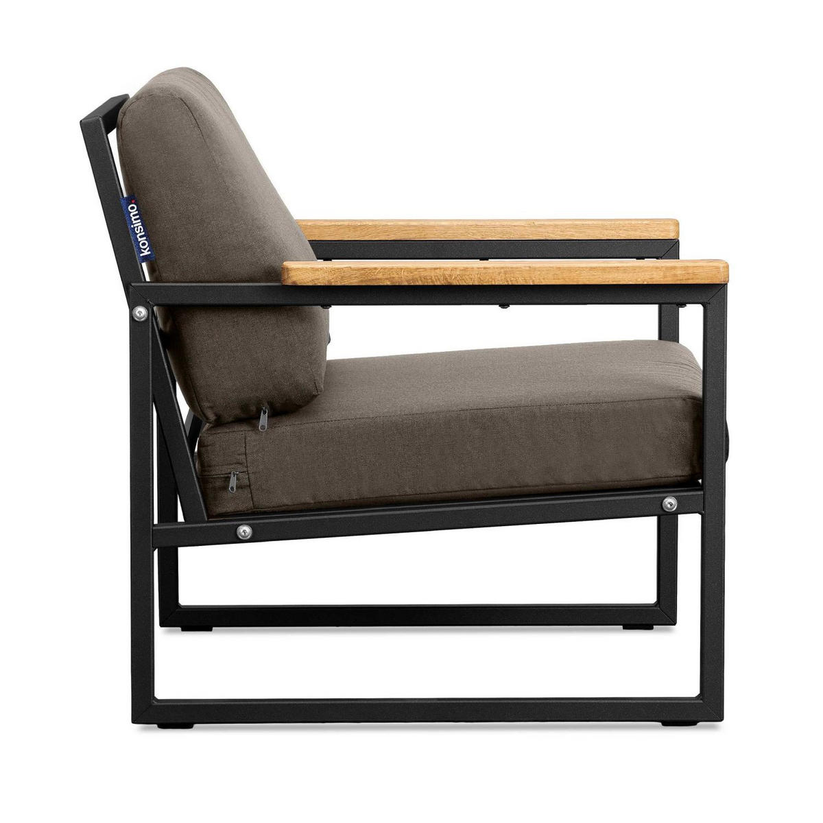 GARTENSOFA TRIBO 2-Personen ,Schwarz/Beige - Beige/Schwarz, Holz/Textil (130/65/60cm) - KONSIMO®