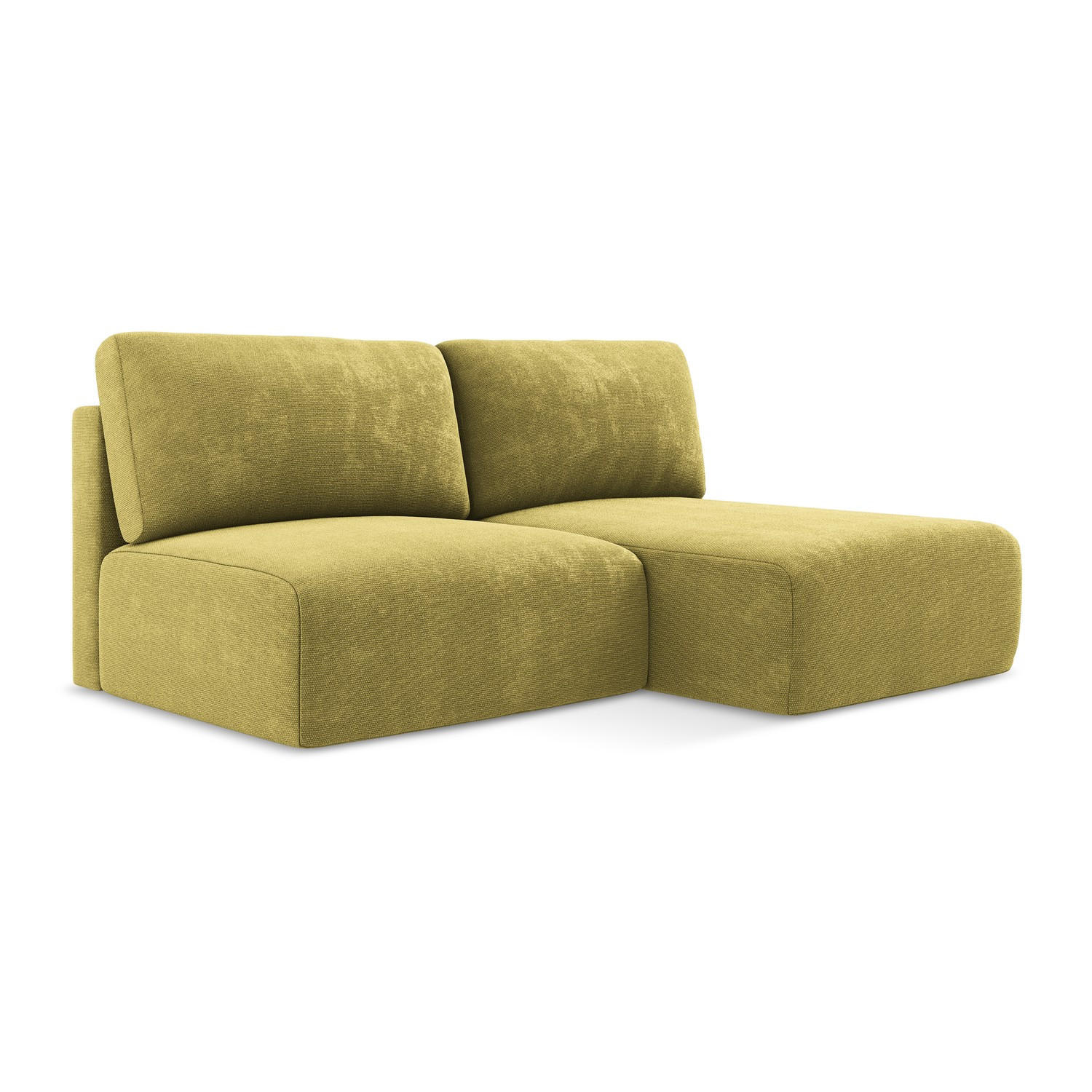 ECKSOFA mit Schlaffunktion rechts Chenille Stoff Grün - Limette/Schwarz, Kunststoff/Textil (210/149cm) - LaMiaSofa