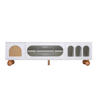 TV-LOWBOARD 170/47/37 cm mit Glasschiebetür und Soft-Close - Weiß, Holzwerkstoff (170/37/47cm) - BEAOK