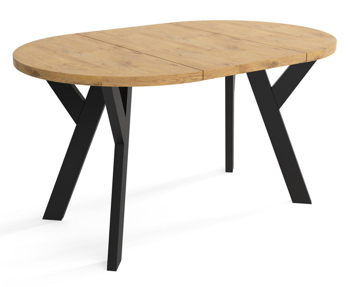 TISCH Schwarz Lancelot Ausziehbar Rund 100/200 cm - Multicolor/Schwarz, Holzwerkstoff (200/100/75cm) - Sepro Meble