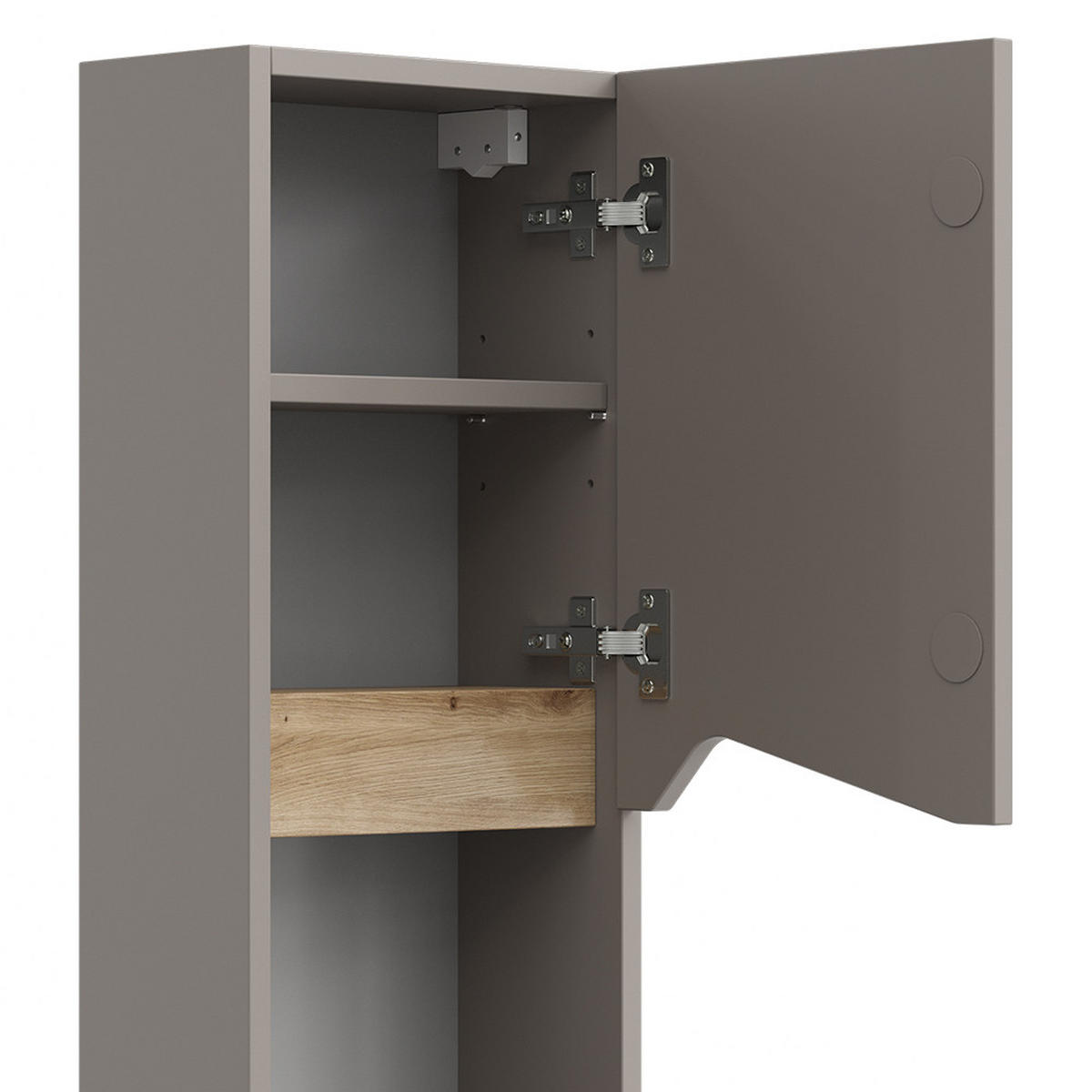 BADSCHRANK Marelle Greige 30 x 67 cm mit Tür und offenem Fach - Greige, Holzwerkstoff (30/67/17cm) - Vicco