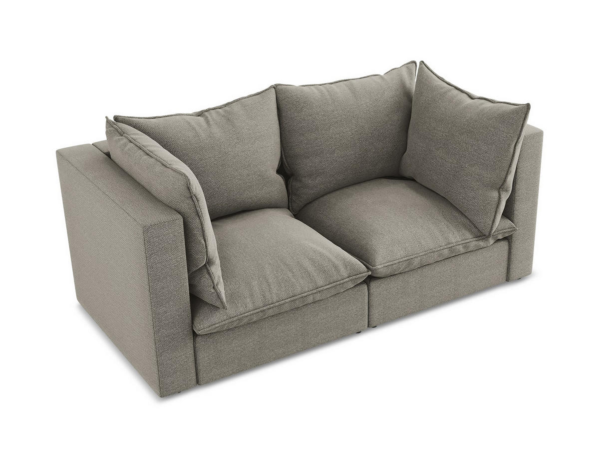 2-SITZER-SOFA Bouclé Stoff Grau - Schwarz/Grau, Holzwerkstoff/Kunststoff (180/77/90cm) - LaMiaSofa