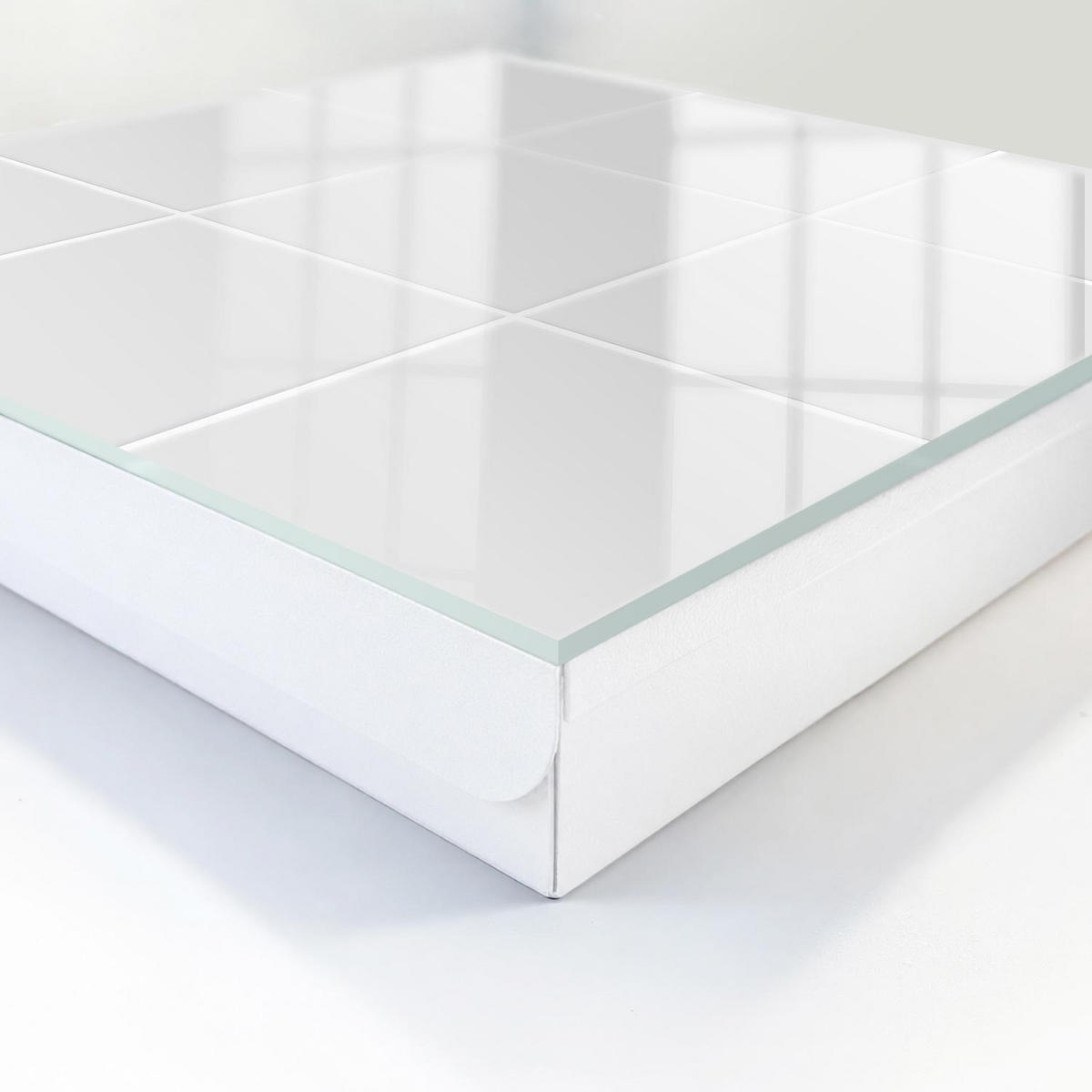 SCHLÜSSELBOX Weiß 30x30 cm – Türöffnung nach rechts - Helle Fliesen - Weiß, Metall (30/30/5cm) - TULUP