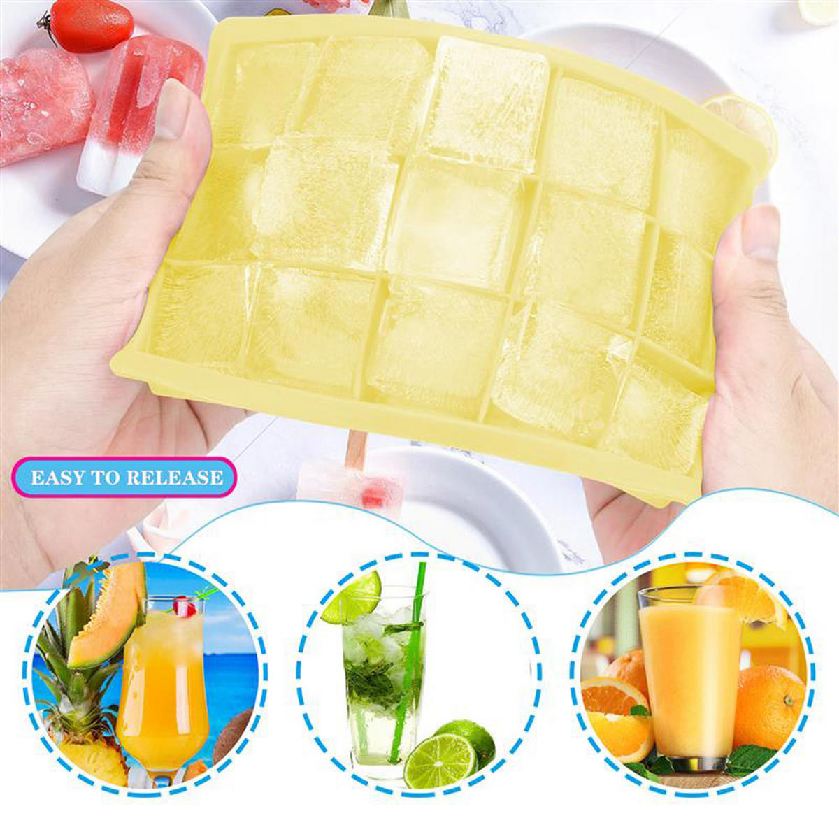 EISWÜRFELFORM 2er Set - Gelb, Kunststoff (13/2.5/18cm) - Intirilife