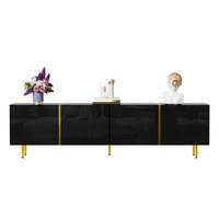 TV ormarić 170/35/46 cm crni od MDF-a s visokim sjajem i 4 vrata - crna, drvni materijal (170/46/35cm) - OKWISH