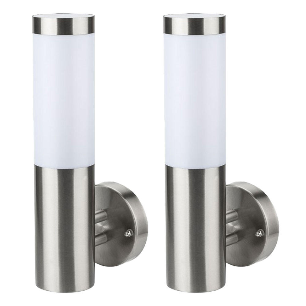 AUSSEN-WANDLEUCHTE Edelstahl Silber 2er Set - Silberfarben, Kunststoff/Metall (14/33.5/7.6cm)