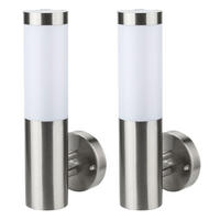 LED AUSSEN-WANDLEUCHTE Edelstahl Silber 2er Set - Silberfarben, Kunststoff/Metall (14/33.5/7.6cm)