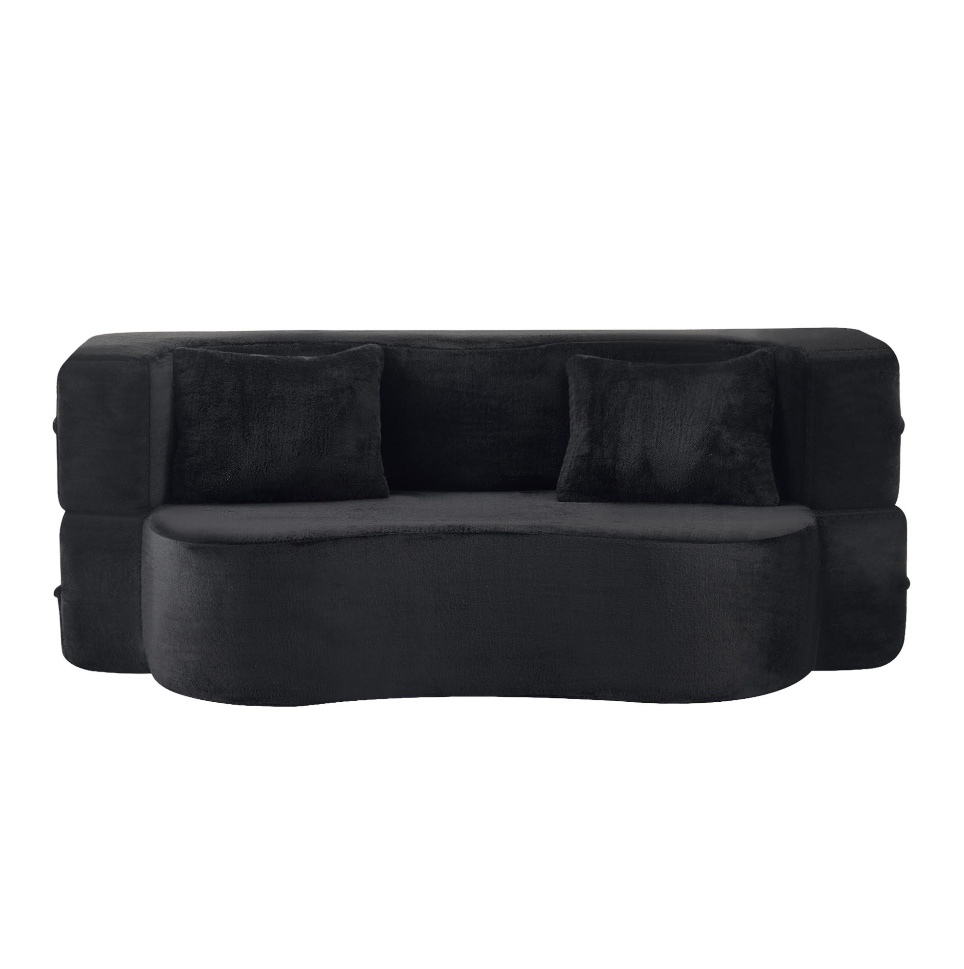 SCHLAFSOFA aus Schaumstoff Schwarz faltbar als Sofa und Gästebett mit 2 Kissen - Schwarz, Kunststoff (180/70/55cm) - Modfu