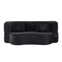 SCHLAFSOFA aus Schaumstoff Schwarz faltbar als Sofa und Gästebett mit 2 Kissen - Schwarz, Kunststoff (180/70/55cm) - Modfu