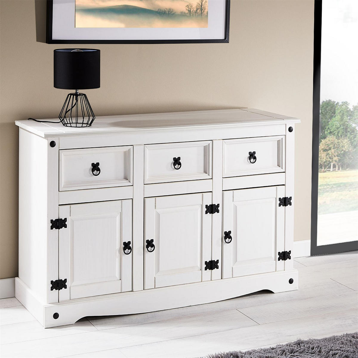 SIDEBOARD RURAL - Weiß, Holz (124/76/40cm) - CARO-Möbel