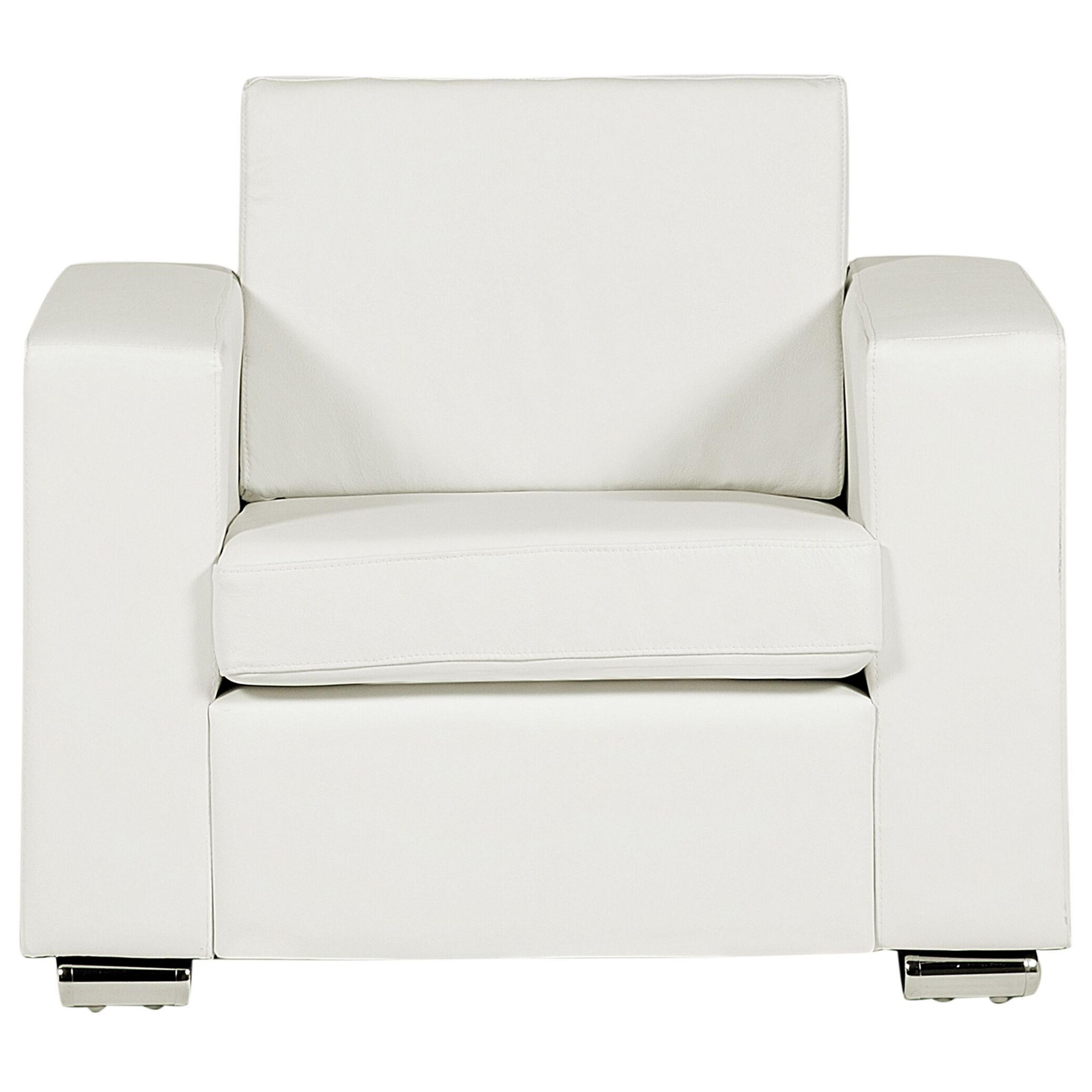SESSEL Leder weiß Helsinki - Silberfarben/Weiß, Leder (96/72/76cm) - Beliani