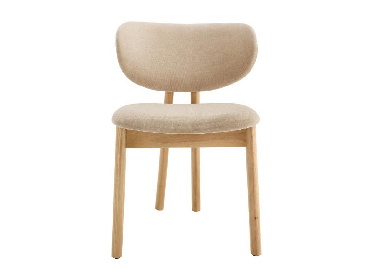 2ER-SET Stühle - Stoff & Gummiholz - Beige - FALDRA - Beige, Textil (61.5/76/50cm) - Vente-Unique