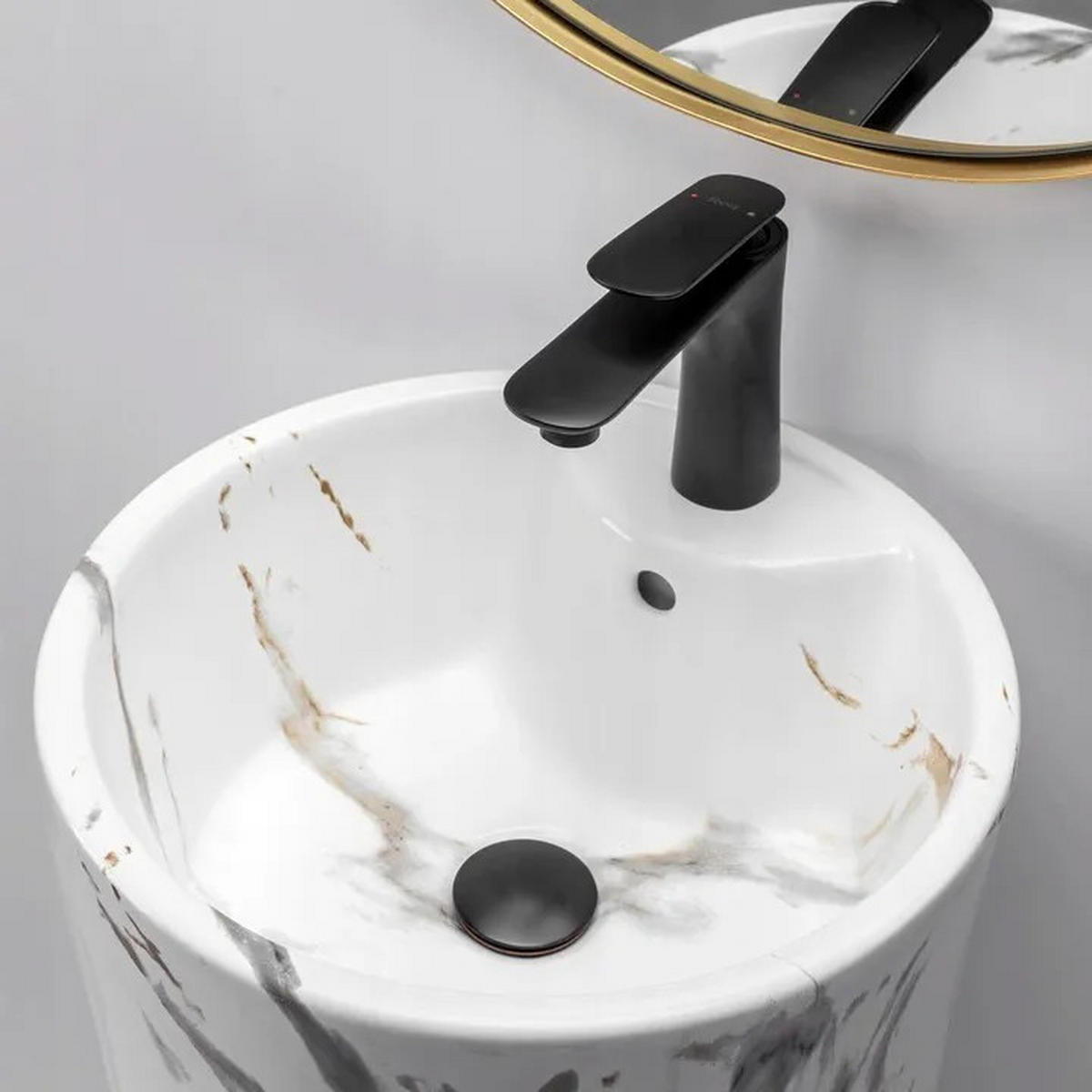 STANDWASCHBECKEN Rea Blanka Marble - Weiß, Keramik (40/85/40cm) - REA