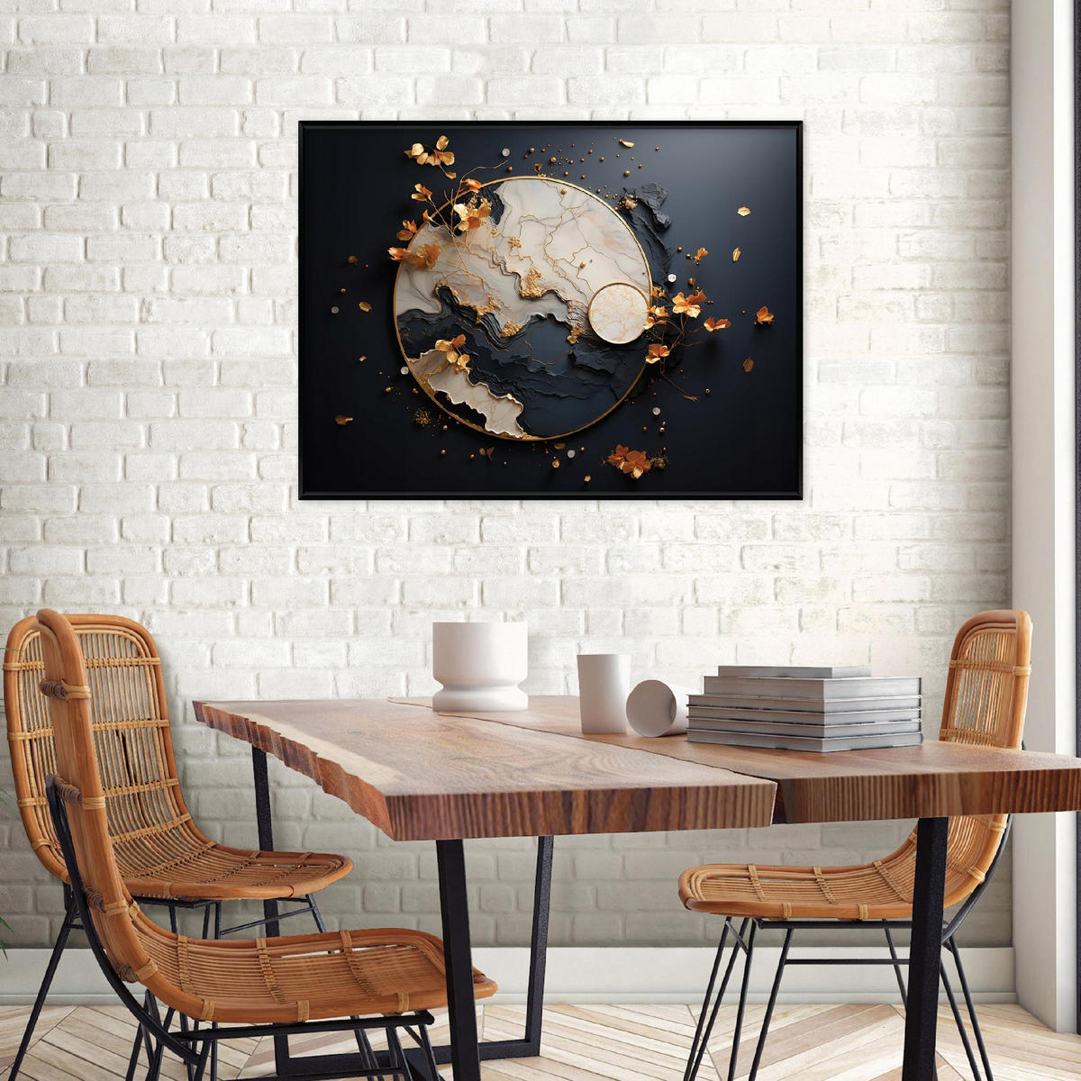 BILDER mit Rahmen Abstrakt Glamour Schwarz 60x40 cm - Multicolor, Holzwerkstoff (60/40cm) - Wallarena