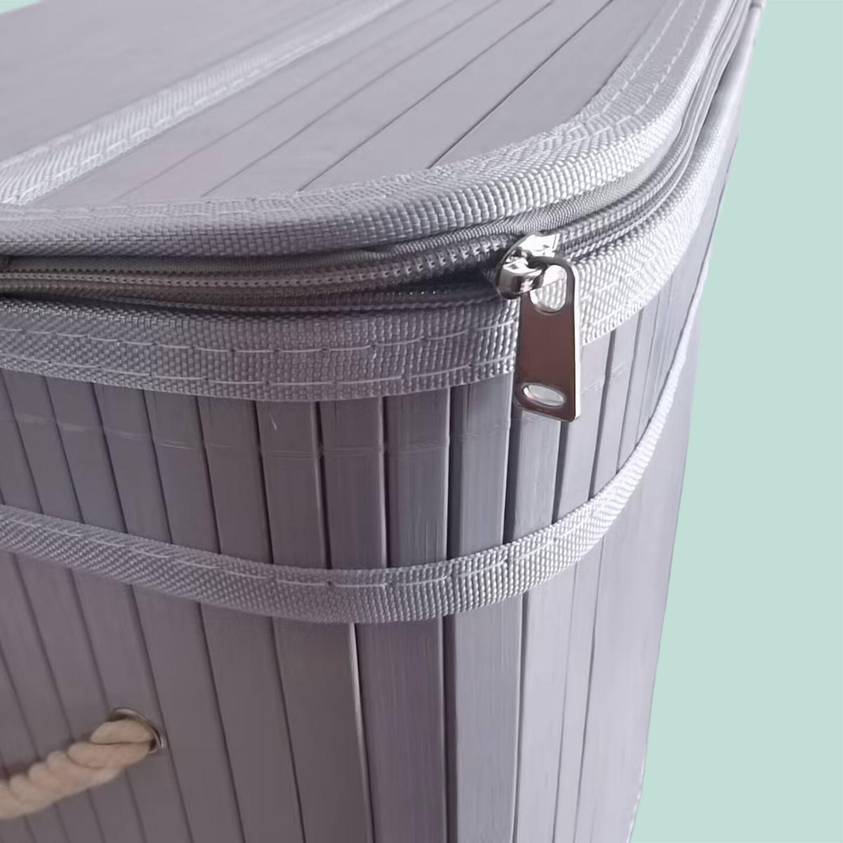 WÄSCHEKORB - Grau, Holz/Textil (52/60/32cm) - Relaxdays