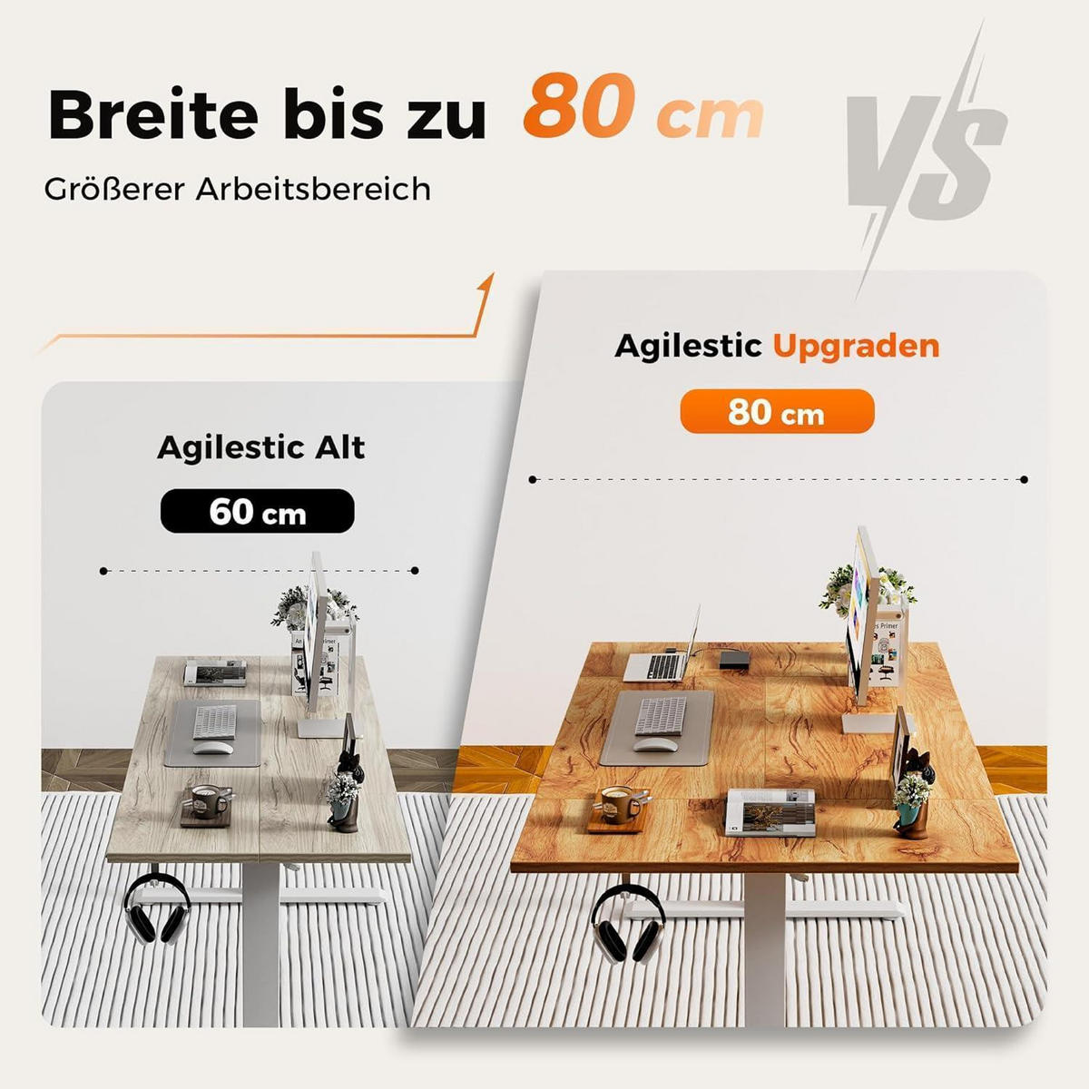 SCHREIBTISCH Höhenverstellbar Elektrisch 180 x 80 cm Hellbraun - Braun, Holzwerkstoff (180/80/75cm)