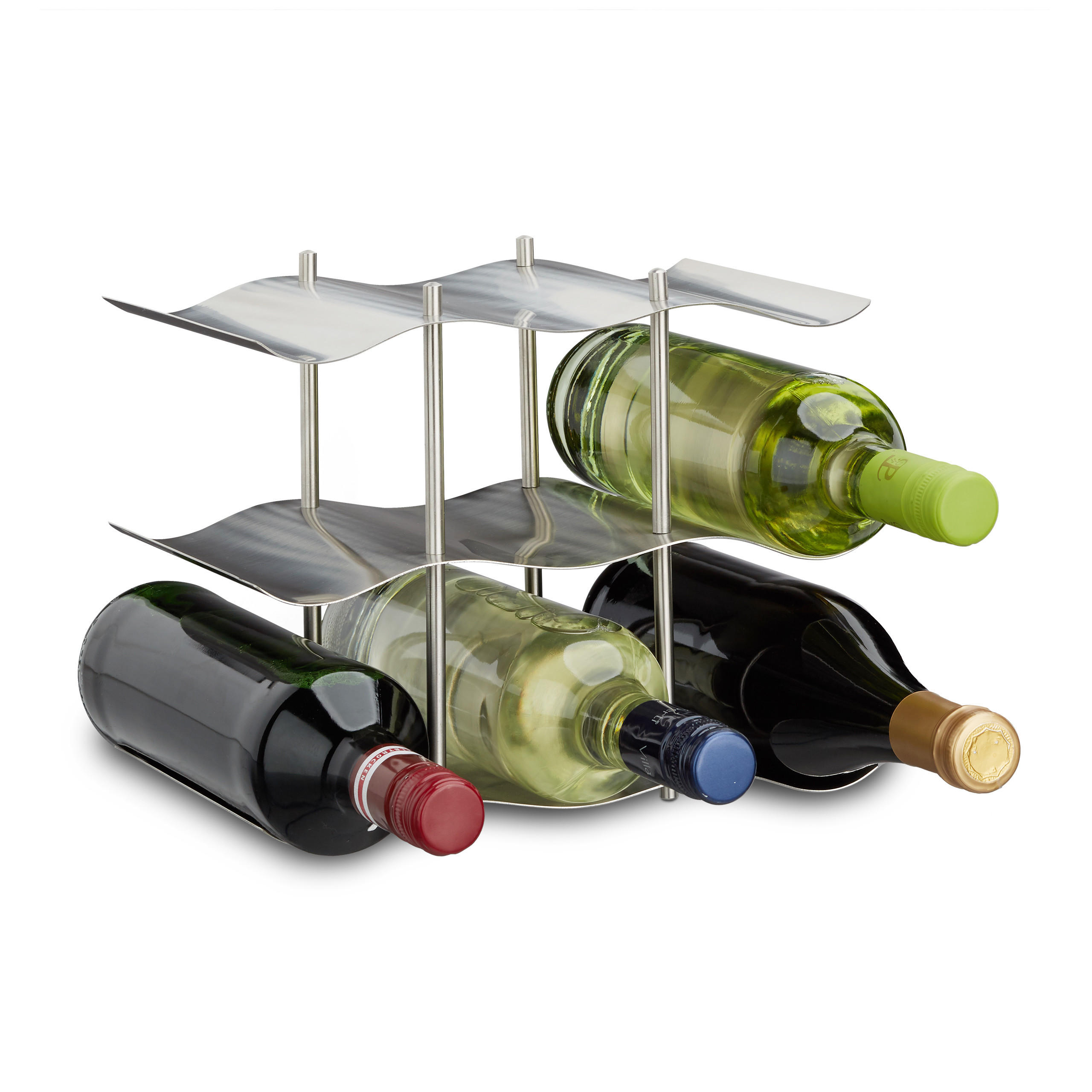 WEINREGAL - Silberfarben, Metall (27/22/16.5cm) - Relaxdays