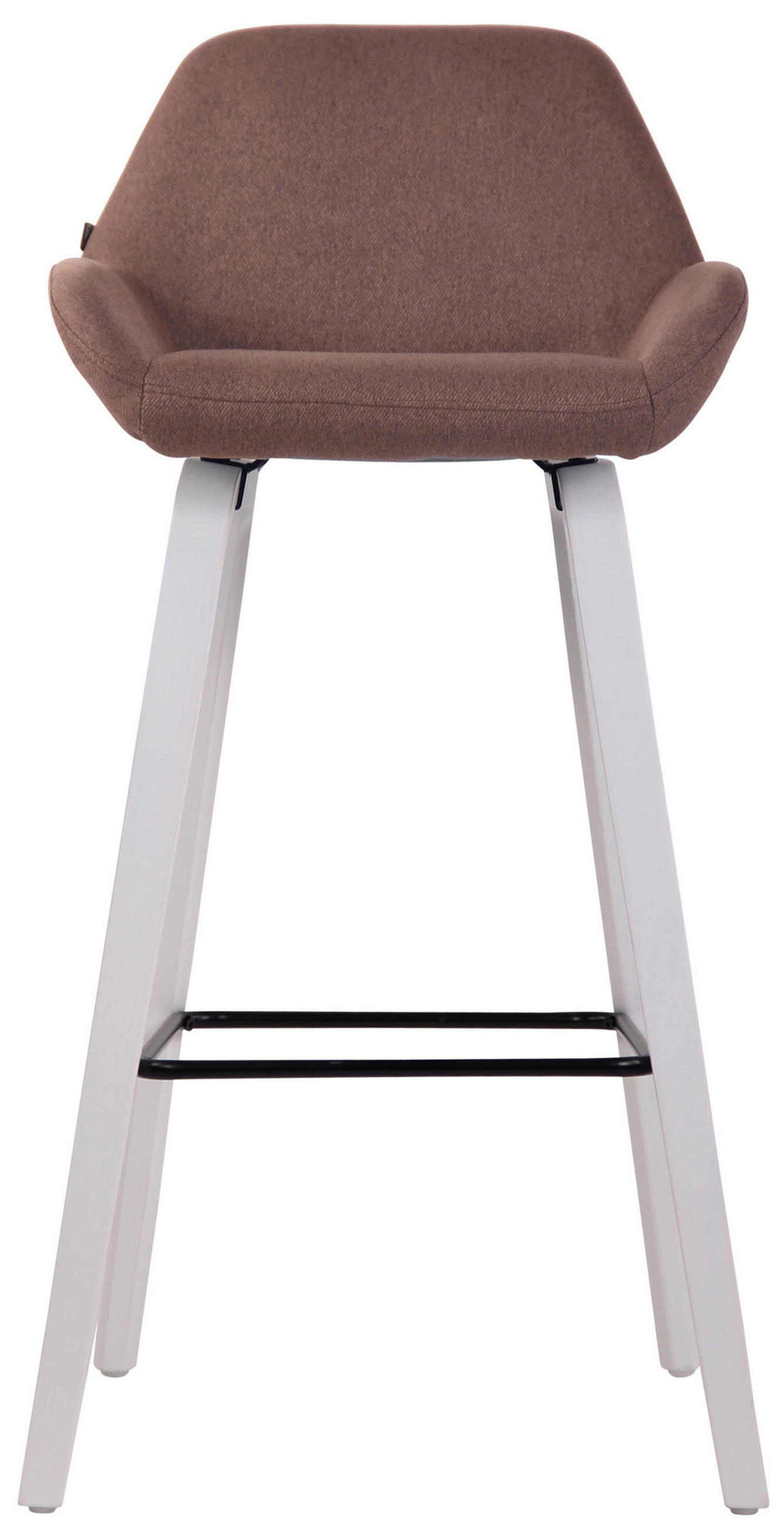 BARHOCKER Newnan, 4-Fuß Gestell weiß (Eiche), Stoff Braun - Braun/Weiß, Holz/Textil (52/100/51cm) - TPFLiving