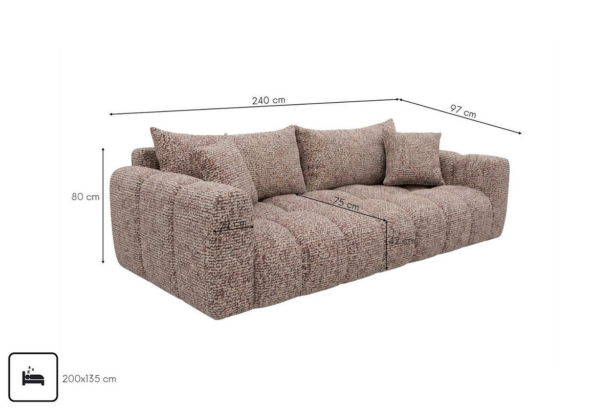 ROZKLÁDACÍ POHOVKA s úložným prostorem, žinylková tkanina Puente, Purpurová, COSMOPOLITAN - fialová, dřevo (240/80/97cm) - Kaiser Möbel