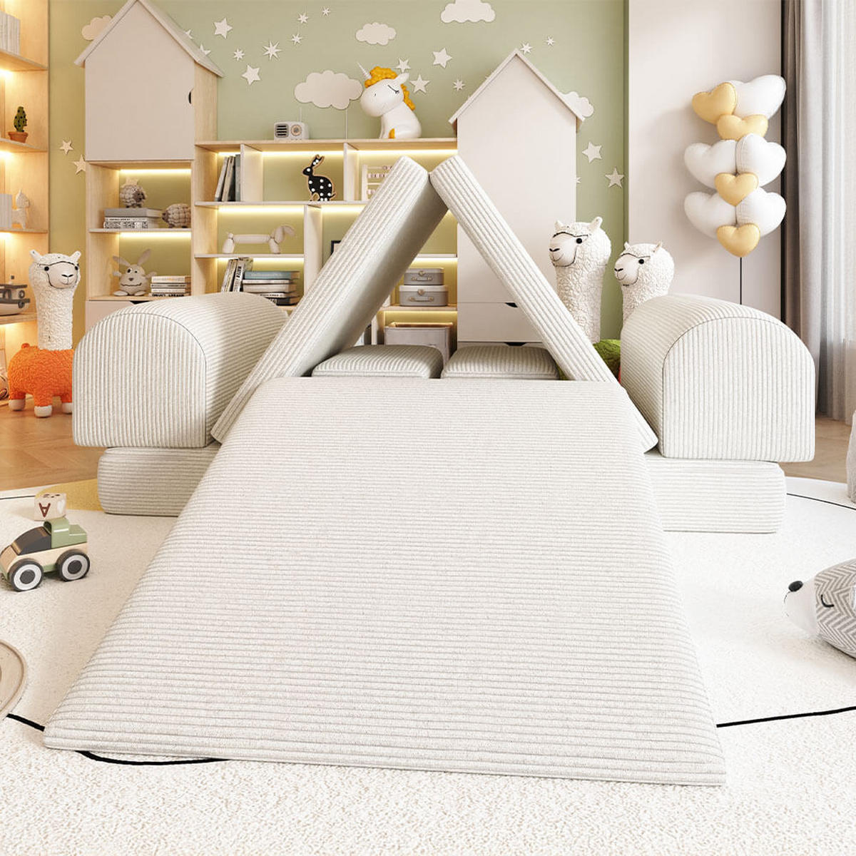 SPIELSOFA LIV - Beige, inkl. Rutsche - Beige, Kunststoff/Textil (140/53/70cm) - Home Deluxe