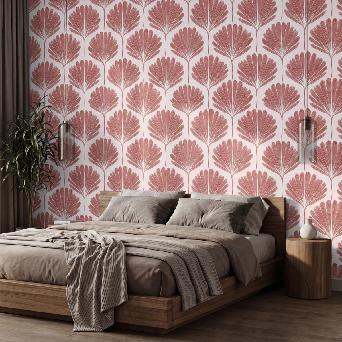 TAPETE - Fächer - Motiv - Terra - 450x300 cm - Rotbraun, Papier (450/300cm) - OnlyWow