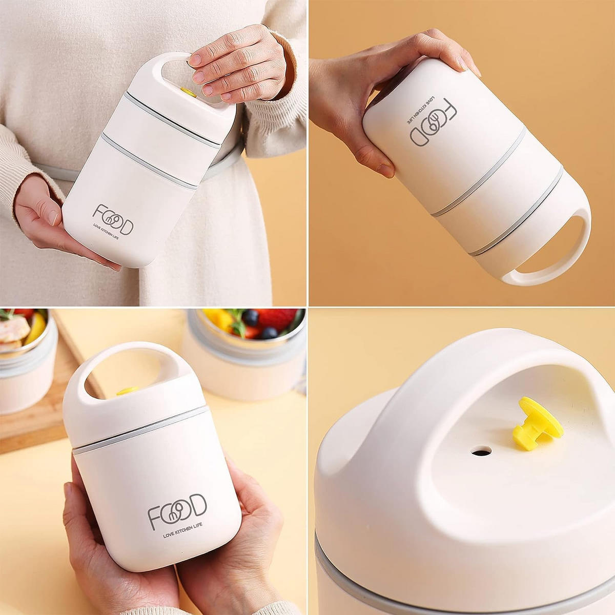 THERMOBEHÄLTER 0.68L Auslaufsicher - Ecru, Kunststoff (0.68L) - Kaket