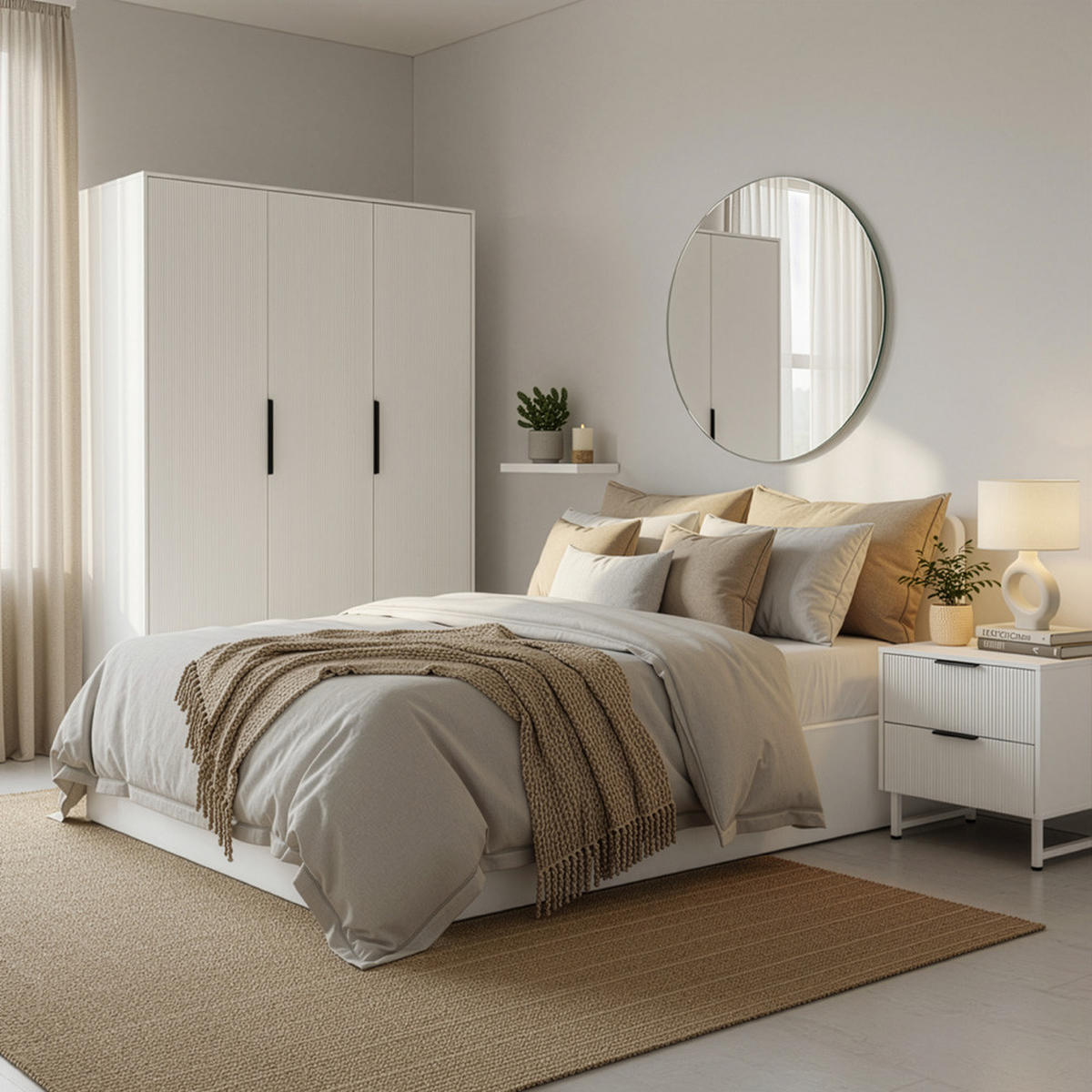 KLEIDERSCHRANK NYLA - Weiß, 150 x 200 cm - Weiß, Holzwerkstoff (150/200/60cm) - Home Deluxe