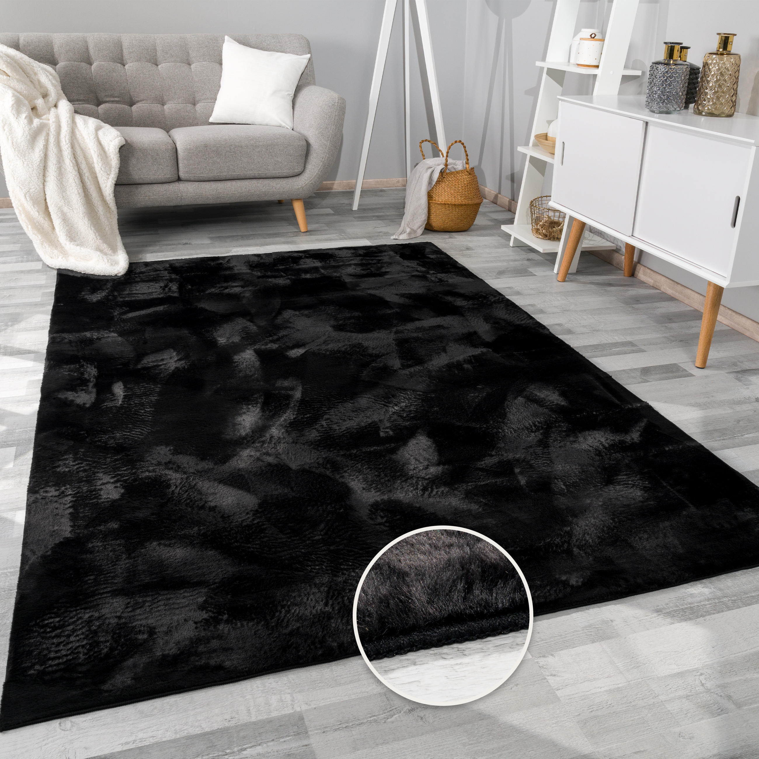 HOCHFLORTEPPICH 80/300 cm Soft 380 - Schwarz, Textil (80/300cm) - Paco Home