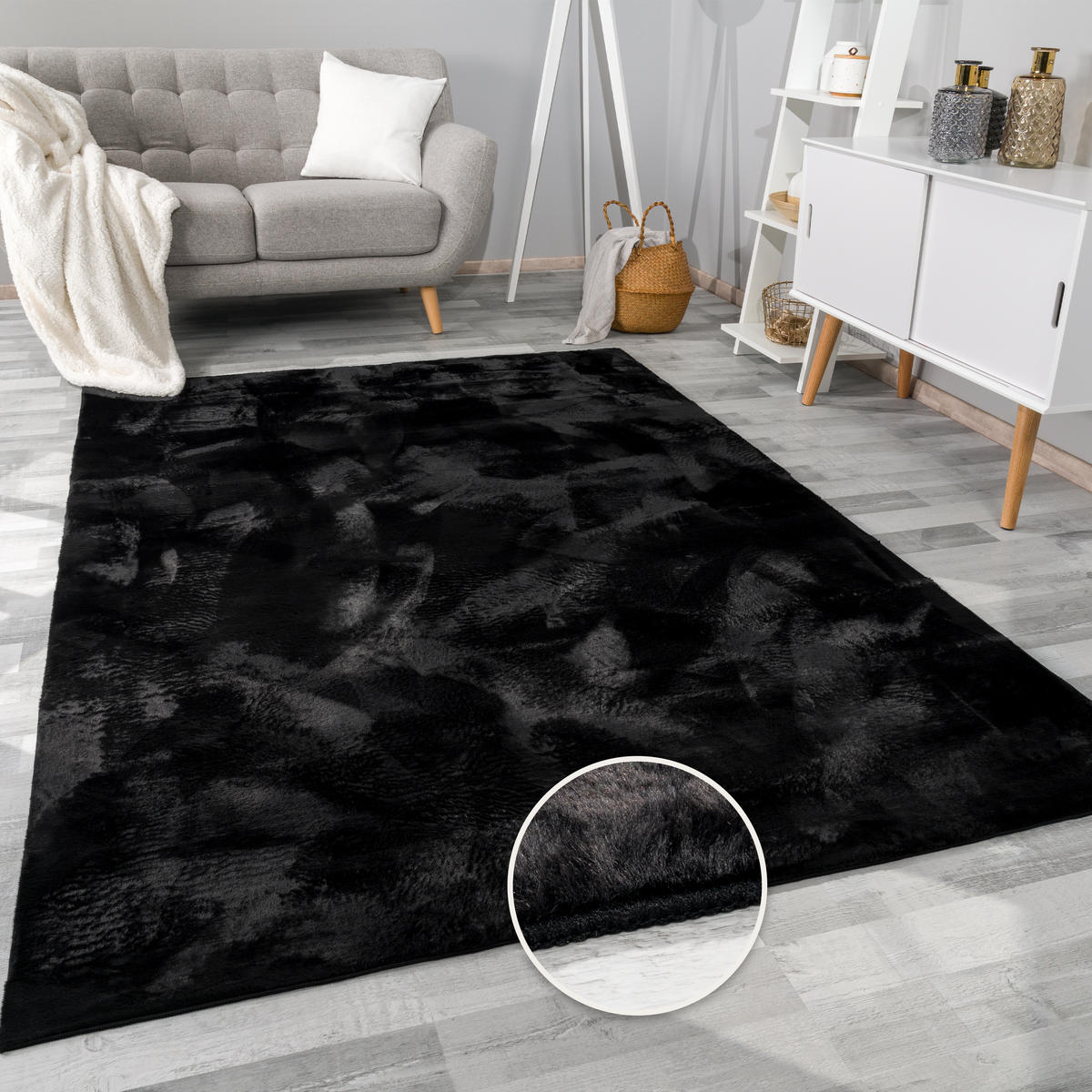 HOCHFLORTEPPICH 240/340 cm Soft 380 - Schwarz, Textil (240/340cm) - Paco Home
