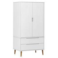 KLEIDERSCHRANK Molde Weiss 90/55/175 Cm Massivholz Kiefer - Weiß, Holz (55/175/90cm) - vidaXL