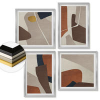 WANDBILDER 4er Set - 50x50 cm & 40x60 cm Silberner Rahmen - Abstrakte moderne Formen - Silberfarben, Kunststoff (50/50cm) - ArtPrintCave