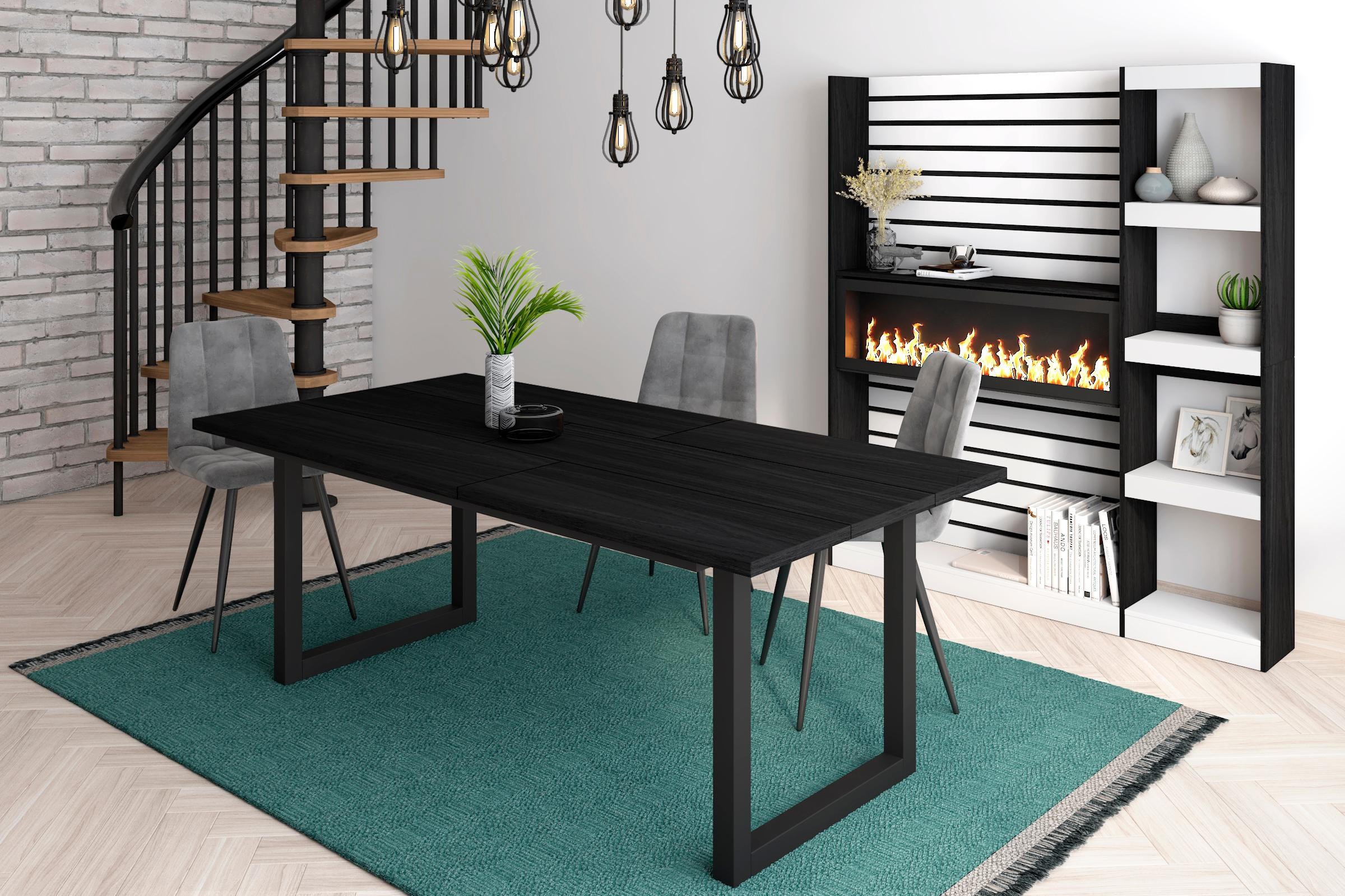 ESSZIMMERTISCH für 10 Gäste, schwarz, 194/90/75cm - Schwarz, Holzwerkstoff (90/194/75cm) - Skraut Home