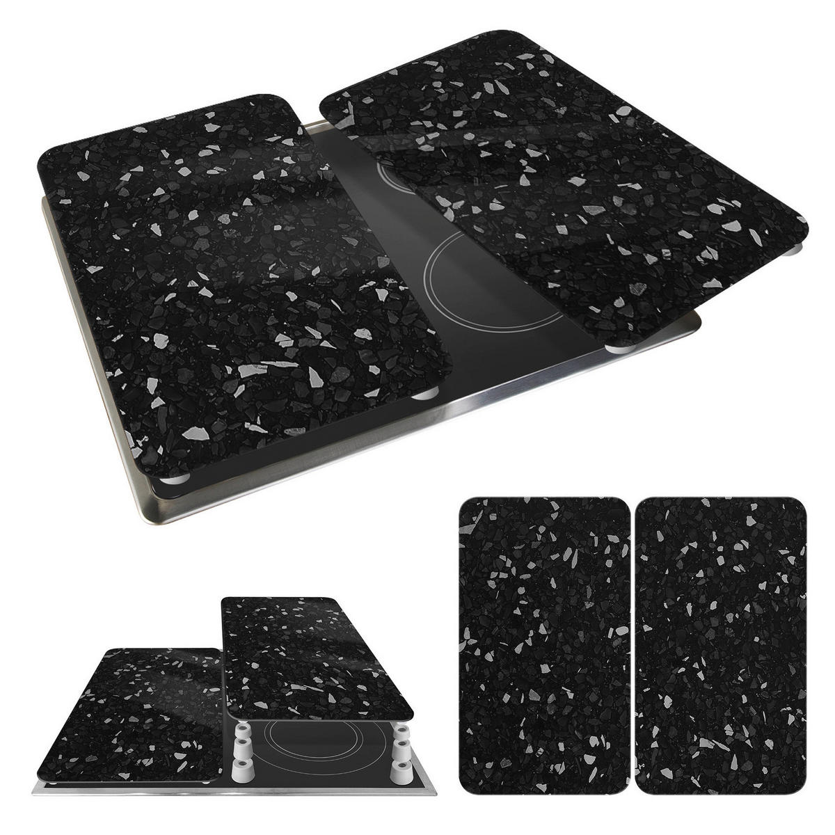 HERDABDECKPLATTEN aus Glas - Schwarz, Glas (30/5.5/52cm) - Wenko