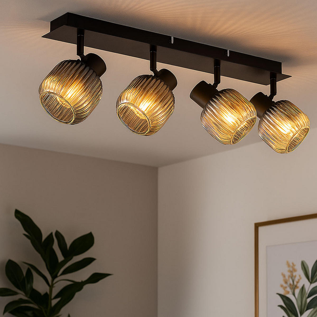 LED DECKENLEUCHTE Metall Rauchglas Schwarz - Schwarz, Glas (69.5/9.8/13.7cm) - Nowa