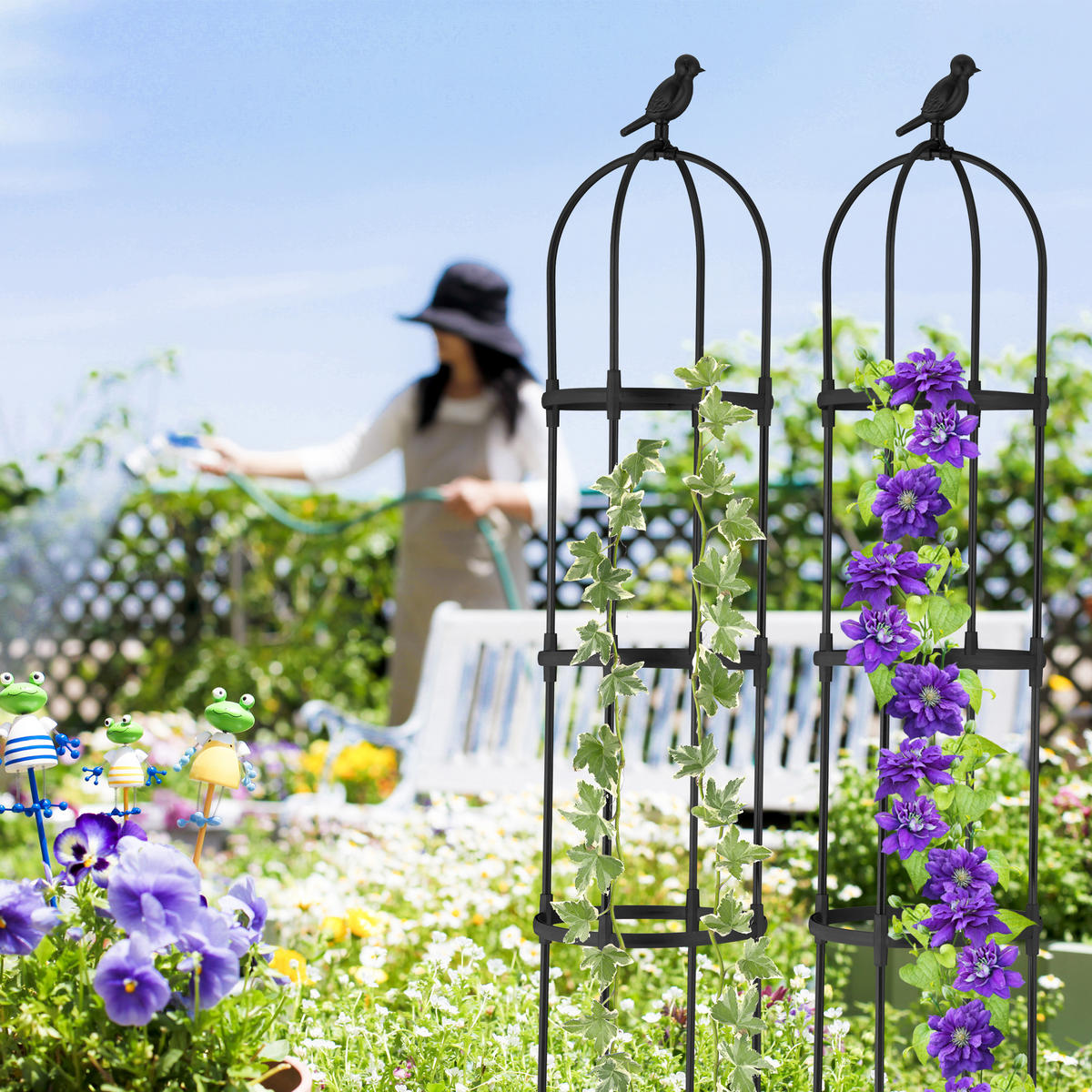 2XRANKHILFE - Schwarz, Kunststoff/Metall (30/188/30cm) - Relaxdays