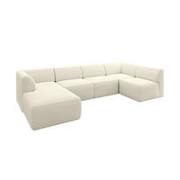 WOHNLANDSCHAFT Ottomane Links MOVO-L 345x180x78 cm Beige Bouclé - Hellbraun, Holzwerkstoff/Kunststoff (345/78/180cm) - ALTDECOR