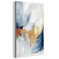 METALLBILD Gold - Blau - Aquarell - Kunst - Modern 40x60 cm - Hellblau, Metall (40/60cm) - MuchoWow