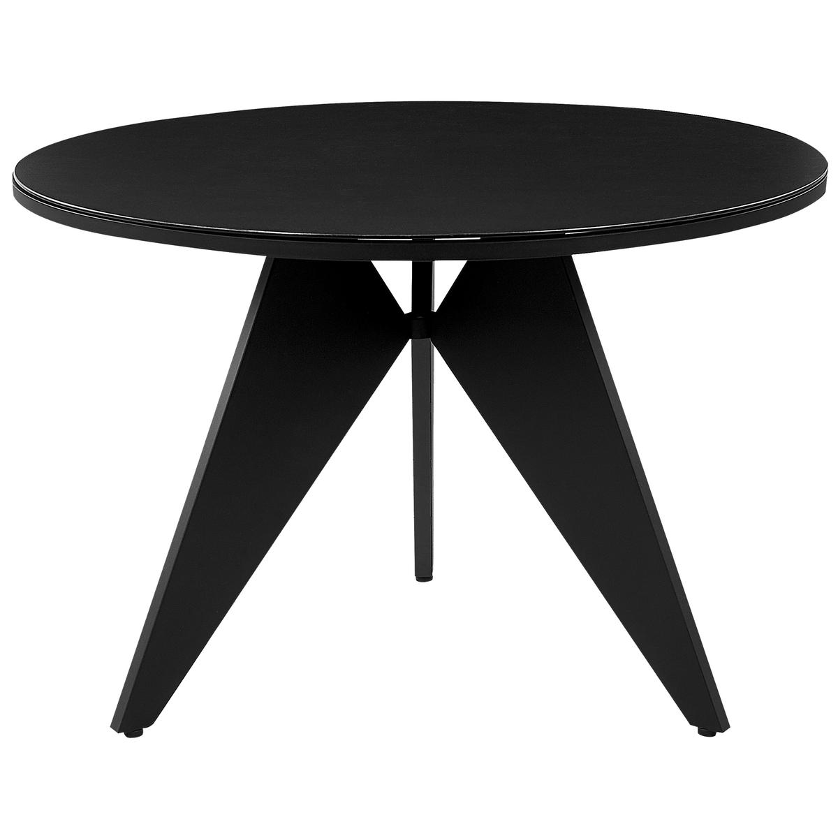 GARTENTISCH Glas Schwarz Olmetto - Schwarz, Metall (110/110/74cm) - Beliani