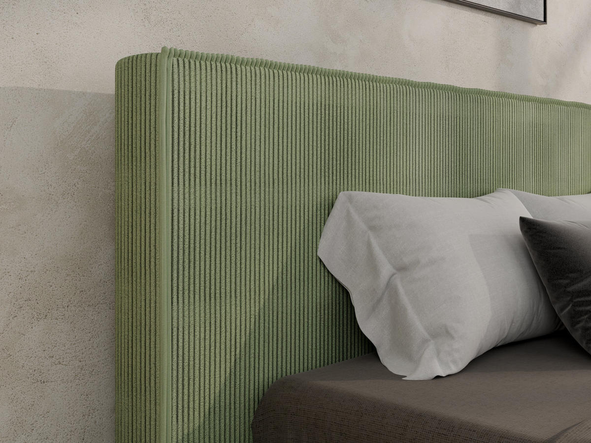 POLSTERBETT SANA 160x200cm Elegantes Polsterbett für modernen Wohnstil , Taschenfederkernmatratze LIORA(19cm), Grün - Grün, Holz (160/200cm) - Panda Möbel