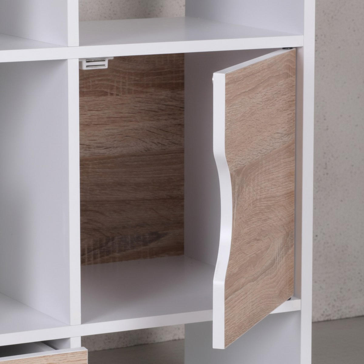 BÜCHERREGAL – Sonoma Eiche/Weiß, 8 Fächer, modern, Raumteiler-funktion - Weiß, Holz (60/120/29cm) - KADIMA DESIGN