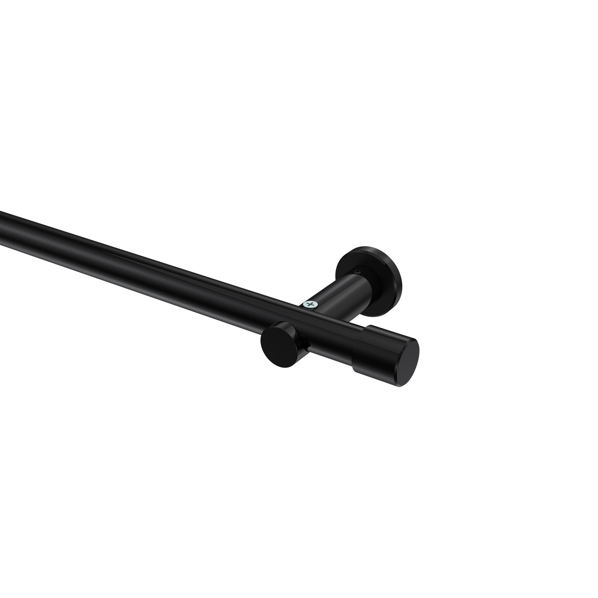 GARDINENSTANGEN-SET Platon Santo 140 cm, 1-läufig (ohne Ringe), 20 mm Ø Schwarz - Schwarz, Metall (140cm) - INTERDECO