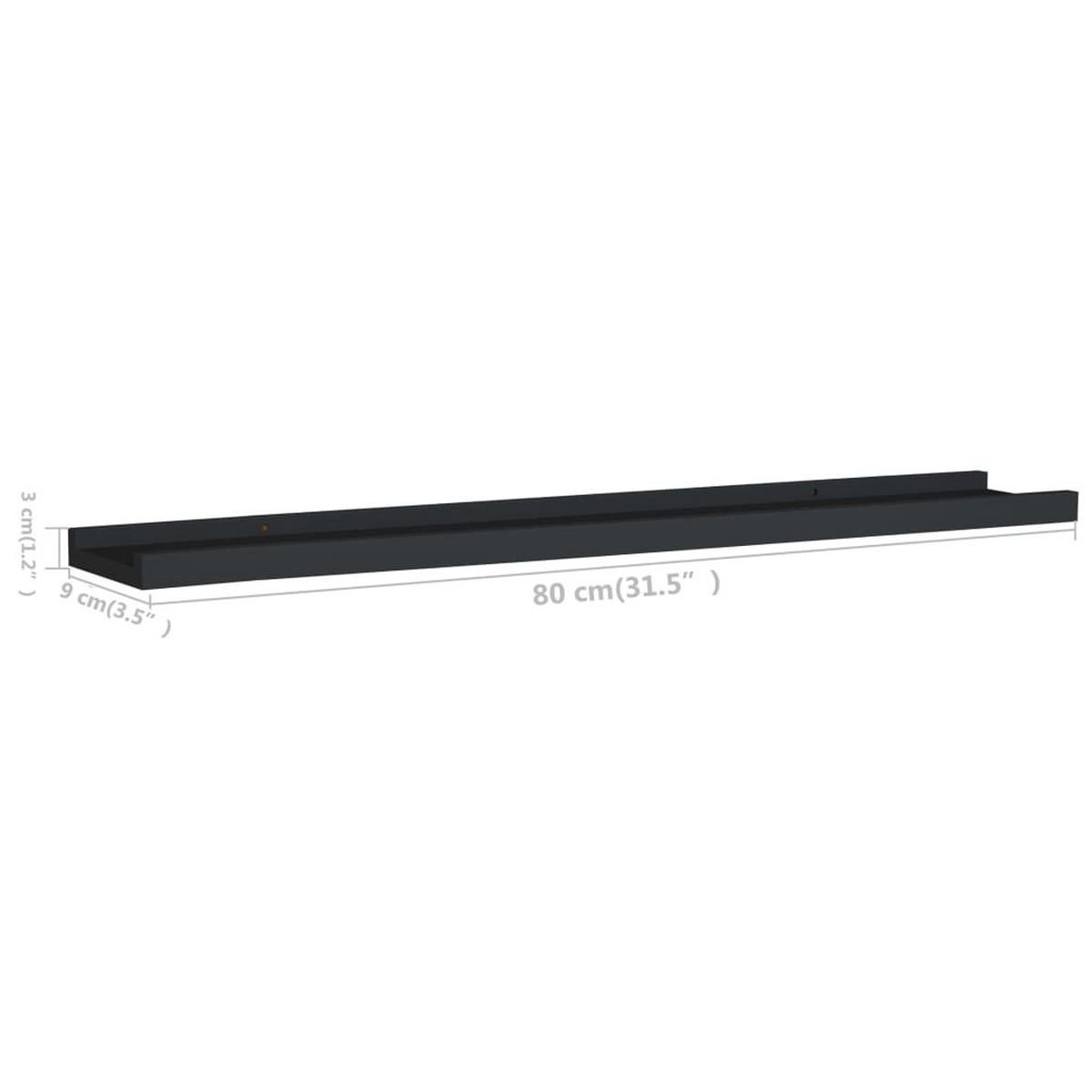WANDREGALSET U-Form 2-teilig 80/9/3 cm aus MDF Schwarz - Schwarz, Holzwerkstoff (80/3/9cm) - vidaXL