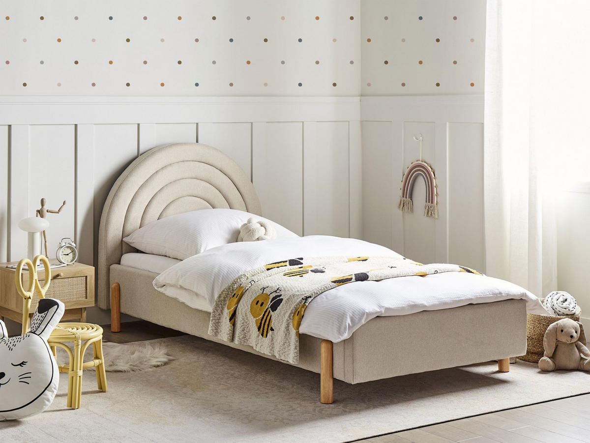 KINDERBETT 90x200 cm Beige Anet - Beige, Textil (90/200cm) - Beliani