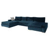 WOHNLANDSCHAFT Caro - Blau/Silberfarben, Holz/Textil (394/80/213cm) - MIRJAN24